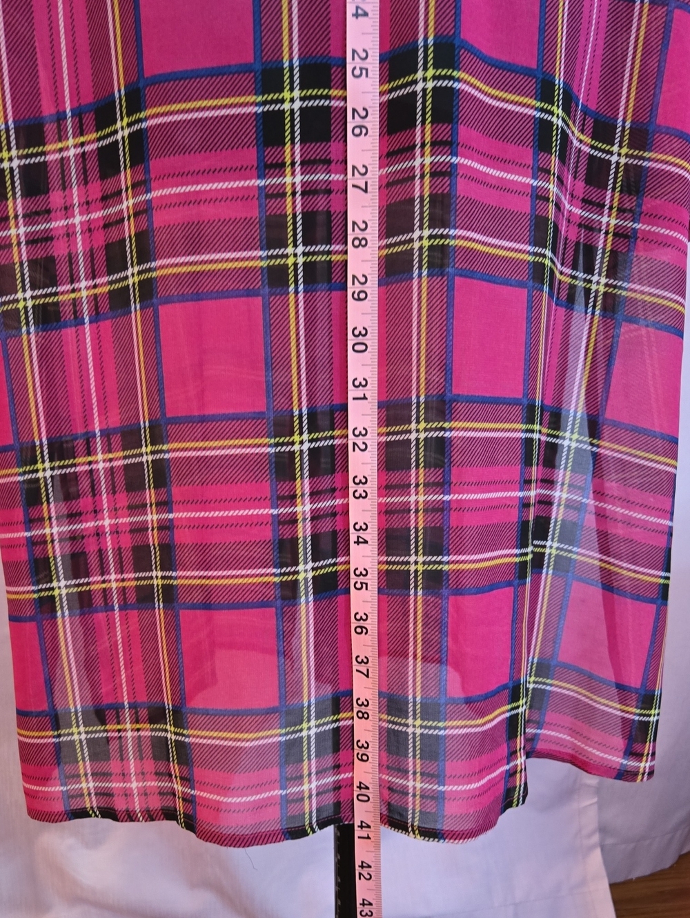 Kate & Mallory Pink Plaid Top, Duster or Dress with Black & Yellow Accents - Picture 4 of 8